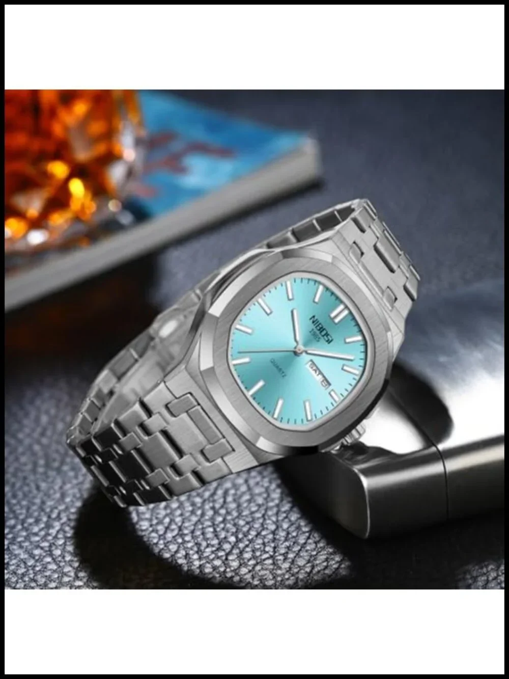 Men's Analog Quartz Watch Big Face Stainless Steel Day Date Business